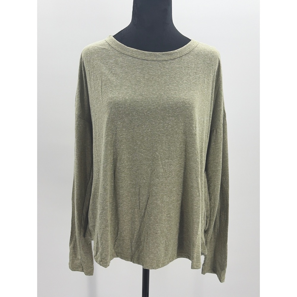 Lulus‎ Womens Olive Green Heathered Long Sleeve Relaxed Crew Neck Top Size M NWT